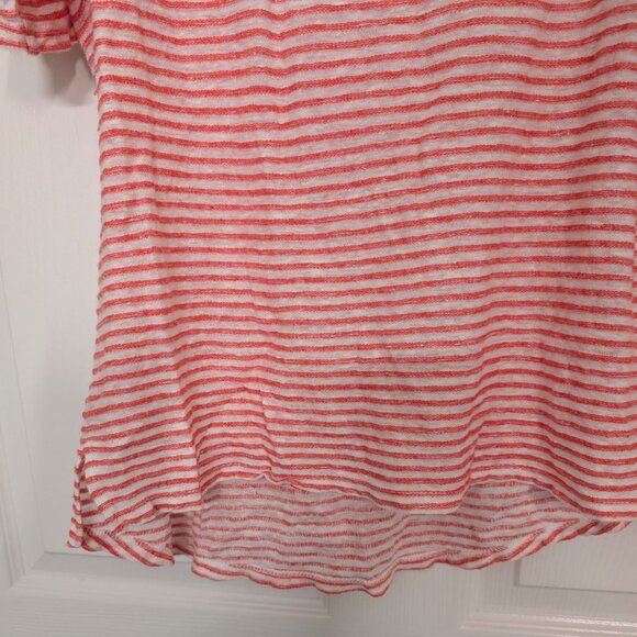 A Loves A Stripe Shirt Womens Size Large Red Linen Cotton Short Sleeve Casual - Picture 3 of 10
